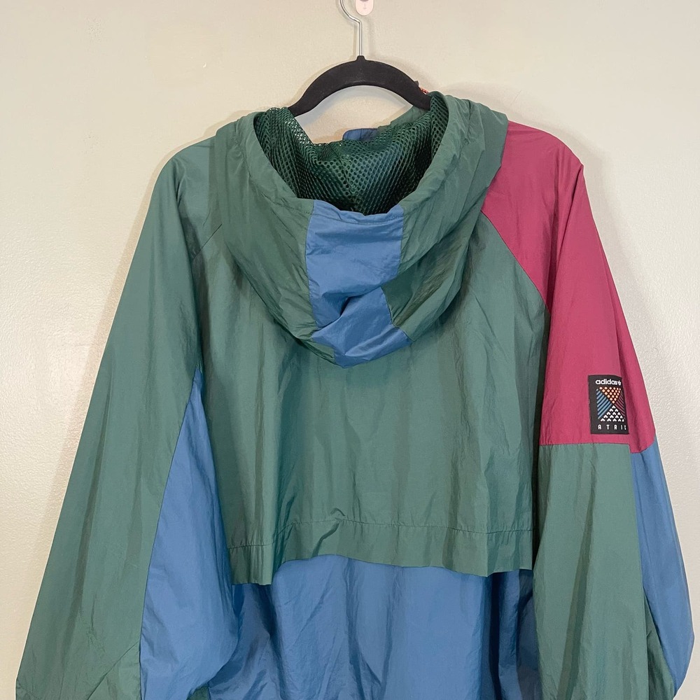 ADIDAS Windbreaker Men 2XL Vintage Atric Lite Colorblock Hoodie Jacket Green NWT - Picture 6 of 14